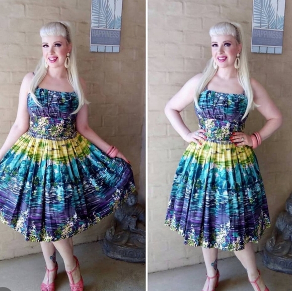 NWOT Retrospec'd Sundress Lake pinup retro rockabilly swing dress AUS 16 US 12 - Picture 1 of 4
